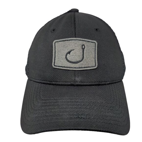 Avid Hook Logo Snapback Mesh Back Trucker Hat Black OSFM Embroidered - Picture 1 of 9